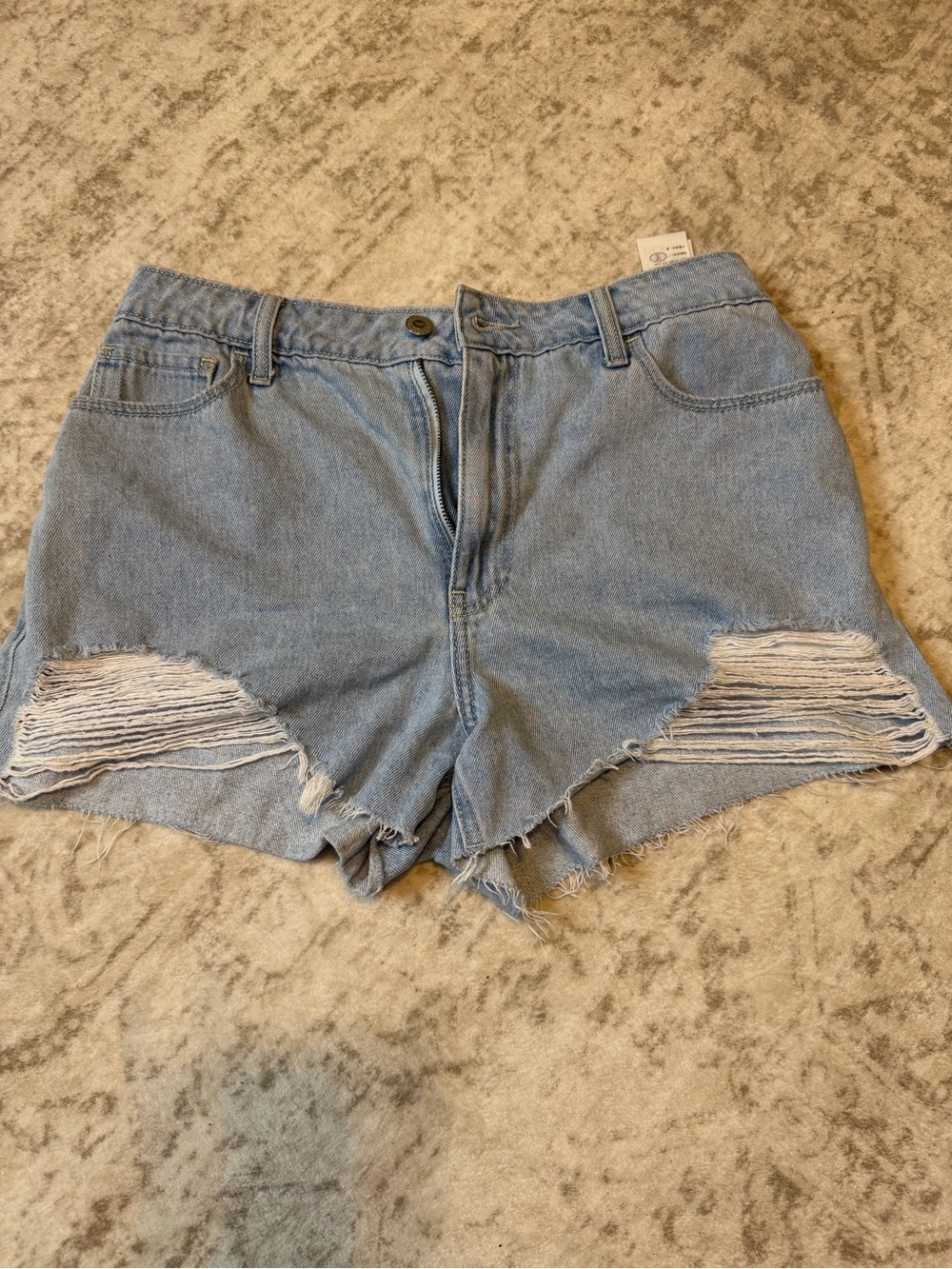 Hollister Light Blue Distressed Denim Cutoff Shorts